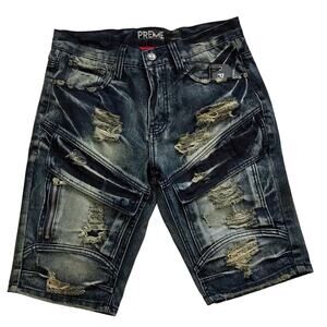 Preme NWT Distressed Stone Wash Jean Shorts Men W32